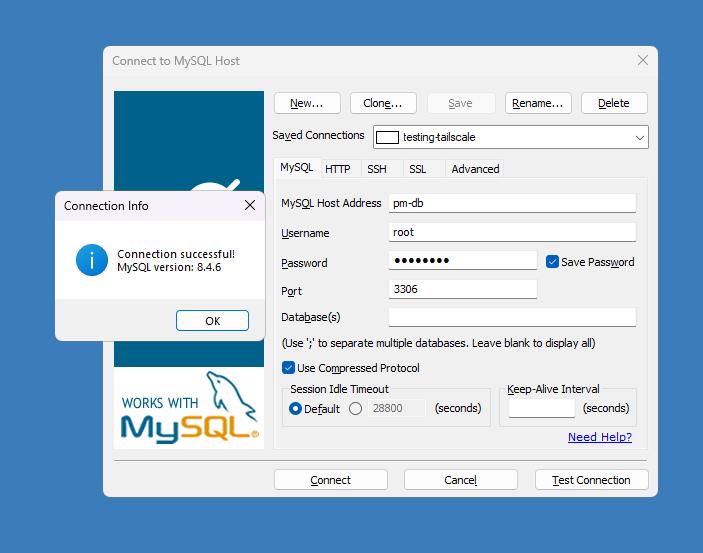 DB Connect with magic dns